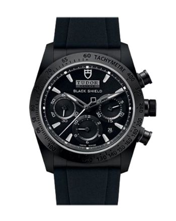Tudor Blackshield Automatic Chronograph Black Dial Black Rubber Men's Watch 42000CN-BKRS  M42000CN-0018