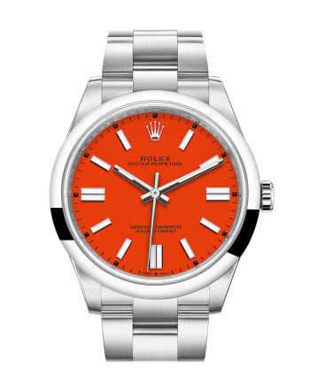 Rolex Oyster Perpetual 41 Coral Red Dial Oyster Bracelet Watch 124300