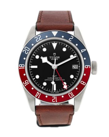 Tudor Black Bay Automatic Black Dial Men's GMT Brown Leather Watch 79830RB